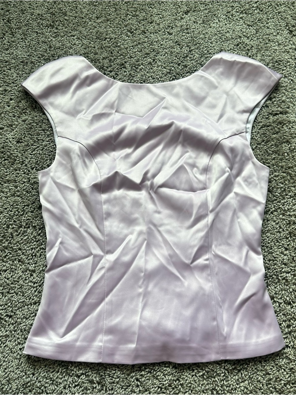 Sugar Thrillz Pale Lilac Satin Cap-Sleeve Top